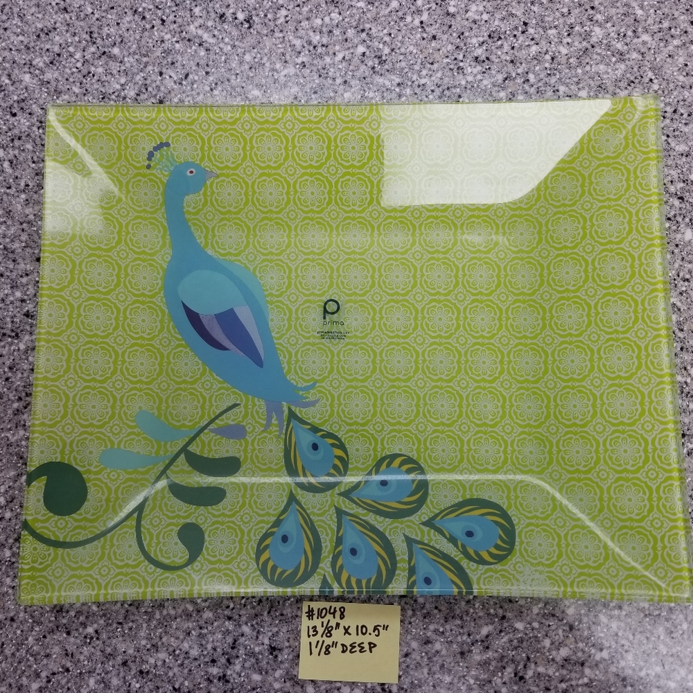 #1048 New RARE Prima Green Blue Peackock Tray - Picture 3 of 7